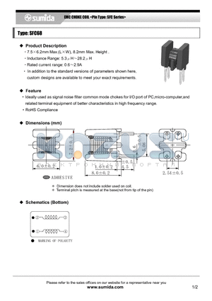 SFC68NP-PN14 datasheet - EMC CHOKE COIL <Pin Type: SFC Series>