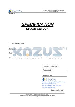 SFD035VX2-VGA datasheet - APPLY TO MULTIPLE LCD MODULE