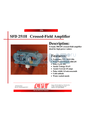 SFD251H datasheet - Crossed-Field Amplifier