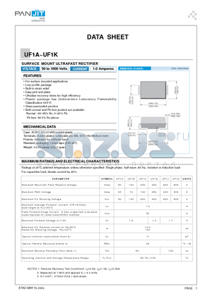 UF1D datasheet - SURFACE MOUNT ULTRAFAST RECTIFIER