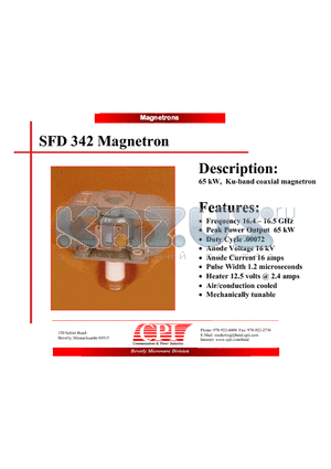 SFD342 datasheet - 65 kW, Ku-band coaxial magnetron