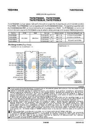 TMP87P808MLN datasheet - CMOS 8-BIT MICROCONTROLLER