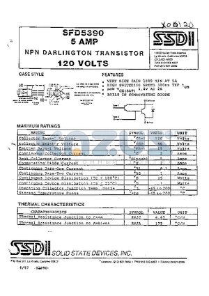 SFD5390 datasheet - 5 AMP NPN DRARLINGTON TRANSISTOR 120 VOLTS