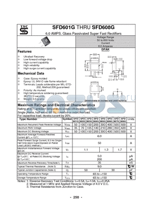 SFD606G datasheet - 6.0 AMPS. Glass Passivated Super Fast Rectifiers