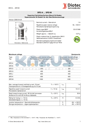 SFE1B datasheet - Superfast Switching Surface Mount Si-Diodes