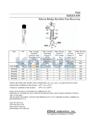 RW08M datasheet - Silicon Bridge Rectifier Fast Recovery