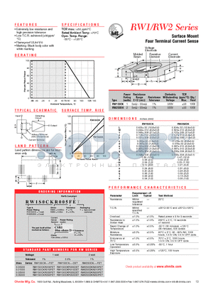 RW1S0CKR005DET datasheet - Surface Mount Four Terminal Current Sense