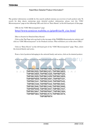 TMP886CH06 datasheet - URL for the CISC Microcomputers page