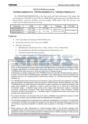 TMP88CP38BNG datasheet - CMOS 8-Bit Microcontroller