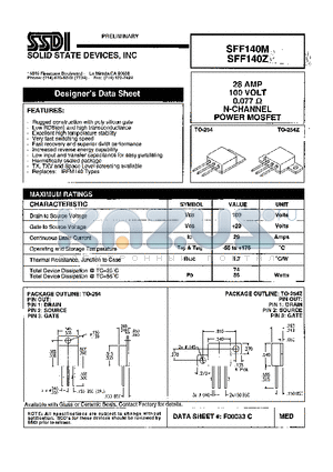 SFF044M datasheet - 28 AMP 100 Volts 0.077OHM N-Channel POWER MOSFET