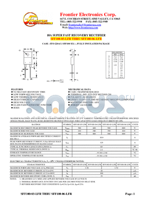 SFF100-03-LFR datasheet - 10A SUPER FAST RECOVERY RECTIFIER