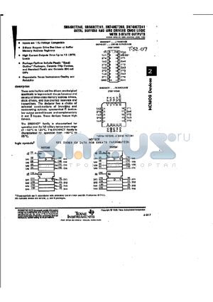 SN74HCT240 datasheet - OCTAL BUFFERS AND LINE DRIVERS CMOS LOGIC WITH 3-STATE OUTPUTS