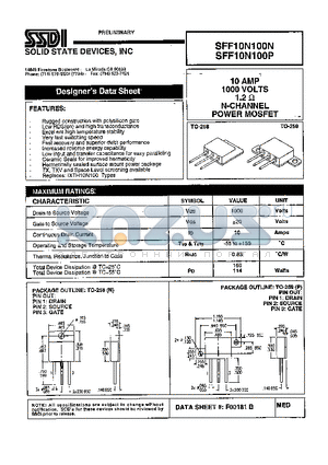 SFF10N100N datasheet - 10 AMP  1000 Volts 1.2 ohm N-Channel Power MOSFET