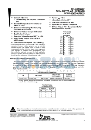 SN74HCT244QPWREP datasheet - OCTAL BUFFER AND LINE DRIVER WITH 3-STATE OUTPUTS