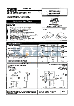 SFF11N80P datasheet - 11 AMP / 800 Volts 0.95 ohm N-Channel Power MOSFET