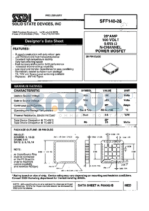 SFF140-28 datasheet - 28 AMP /100 Volts 0.095OHM N-Channel POWER MOSFET