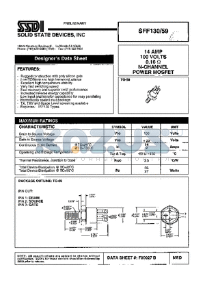 SFF130/59 datasheet - 14 AMP / 100 Volts 0.16OHM N-Channel POWER MOSFET