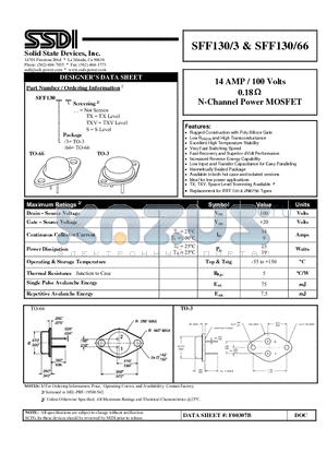 SFF130-66 datasheet - N-Channel Power MOSFET