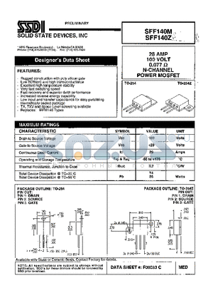 SFF140Z datasheet - N-CHANNEL POWER MOSFET