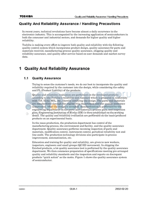 TMP91CW18AF datasheet - Quality And Reliability Assurance / Handling Precautions