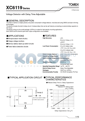 XC6119C50ANR-G datasheet - Voltage Detector with Delay Time Adjustable