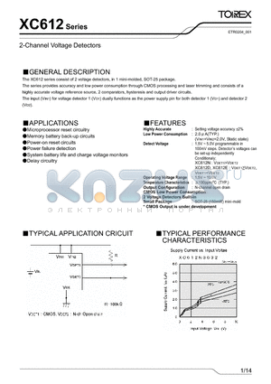 XC612 datasheet - 2-Channel Voltage Detectors