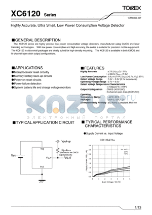 XC6120 datasheet - Highly Accurate, Ultra Small, Low Power Consumption Voltage Detector
