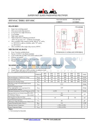 SFF163C datasheet - SUPER FAST GLASS PASSIVATED RECTIFIER