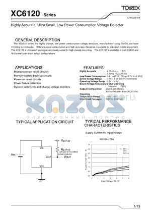 XC6120N102HR datasheet - Highly Accurate, Ultra Small, Low Power Consumption Voltage Detector