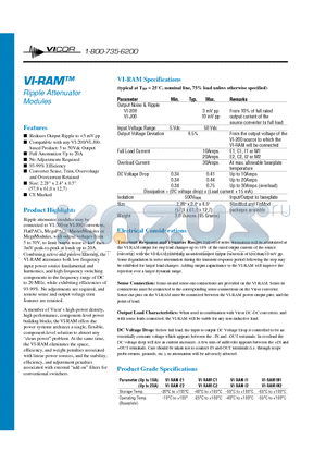 VI-RAM datasheet - Ripple Attenuator Modules