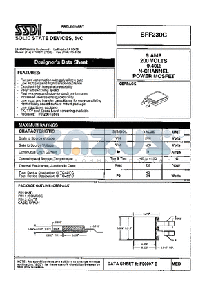 SFF230G datasheet - 9 AMP 200 Volts 0.40OHM N-Channel POWER MOSFET