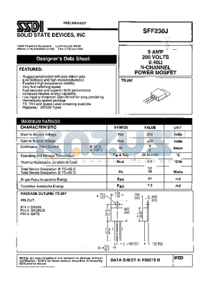 SFF230J datasheet - 9 AMP 200 Volts 0.40OHM N-Channel POWER MOSFET