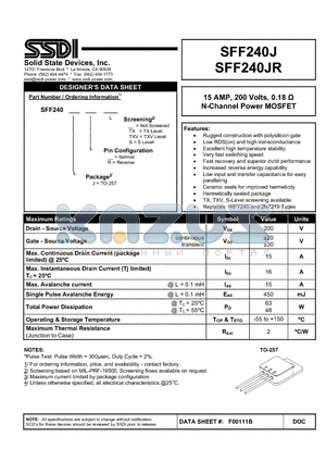 SFF240JR datasheet - N-Channel Power MOSFET