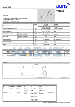 TC206B datasheet - 2Quartz SMD