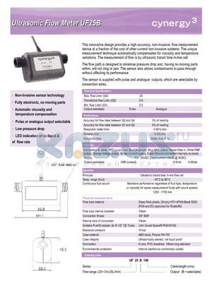 UF25B100 datasheet - Non-invasive sensor technology