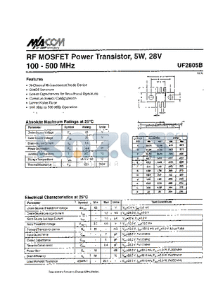 UF2805B datasheet - RF MOSFET Power Transistor, 5W, 28V 100 - 500 MHz