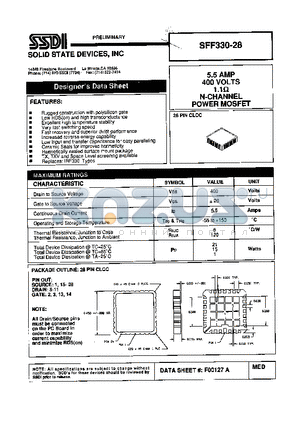 SFF330-28 datasheet - 5.5 AMP 400 Volts 1.1 OHM N-Channel POWER MOSFET