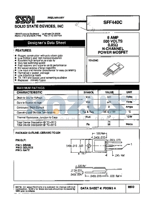 SFF440C datasheet - 8 AMP 500 Volts 0.85 OHM N-Channel POWER MOSFET