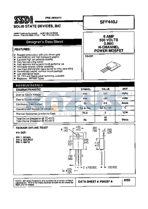 SFF440J datasheet - 8 AMP 500 Volts 0.86 OHM N-Channel POWER MOSFET