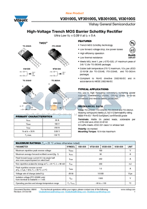 VI30100S datasheet - High-Voltage Trench MOS Barrier Schottky Rectifier