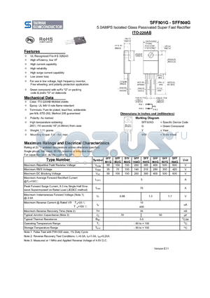 SFF501G_11 datasheet - 5.0AMPS Isolated Glass Passivated Super Fast Rectifier