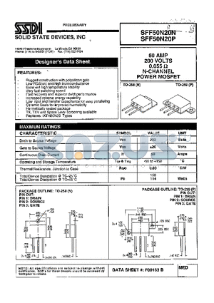 SFF50N20N datasheet - 50 AMPS 200 VOLTS 0.055 OHM N-Channel POWER MOSFET