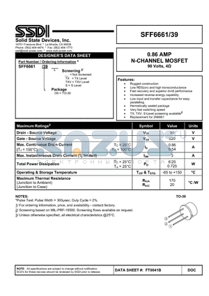 SFF6661-39 datasheet - N-CHANNEL MOSFET