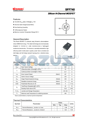 SFF740 datasheet - Silicon N-Channel MOSFET