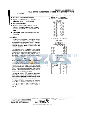 SN74HCT563 datasheet - OCTAL D-TYPE TRANSPARENT LATCHES WITH 3-STATE OUTPUTS