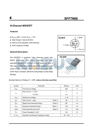 SFF7N60 datasheet - N-Channel MOSFET