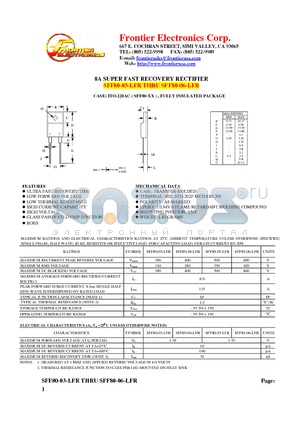 SFF80-06-LFR datasheet - 8A SUPER FAST RECOVERY RECTIFIER