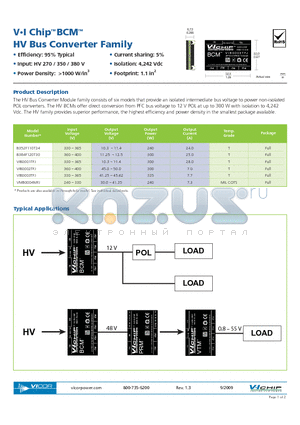 VIB0003TFJ datasheet - HV Bus Converter Family