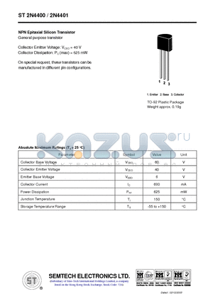 ST2N4400 datasheet - NPN Epitaxial Silicon Transistor