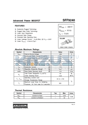 SFF9240 datasheet - Advanced Power MOSFET